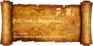 Páhoki Magdolna névjegykártya